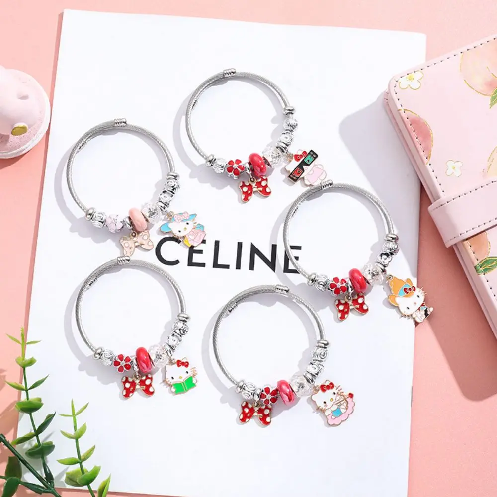 

Anime Kawaii Sanrio Hello Kitty Y2K Bracelet Charms Metal Beads Making Kit Kids Gift Jewelry Accessories Christmas Gifts