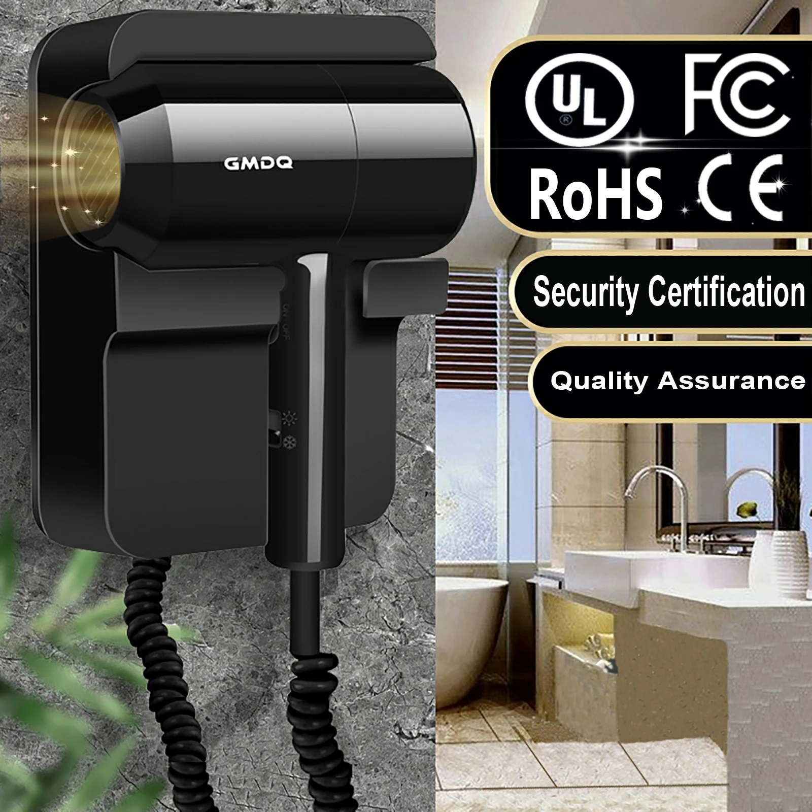 110V/220V Wall Mounted Hair Dryer Hotel Bathroom Hair Dryers Professional Constant Temperature Dryer with Holder Base 2