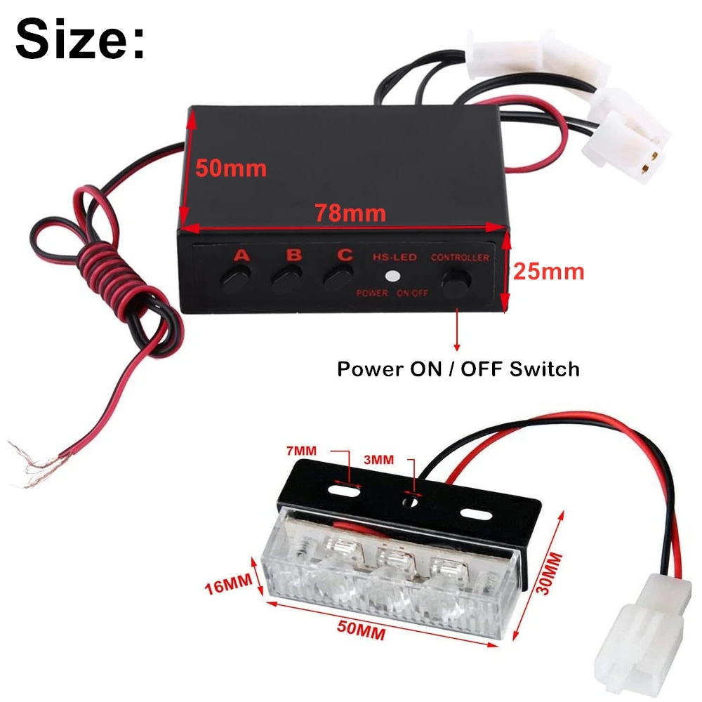 Emergency Light Car Strobe Light 12V LED Emergency Flashing light Vehicle Car Front Deck Grille Strobe light Police Hazard Warning lamp Daytime running lights