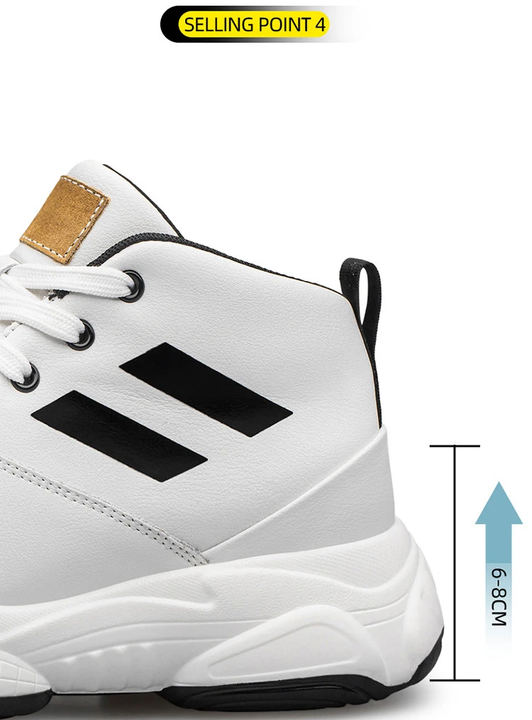 Sneakers Heightening Shoes Breathable Elevator Shoes Height Increase Shoes Leather Shoes Insoles 8CM Man Height Increasing Shoes