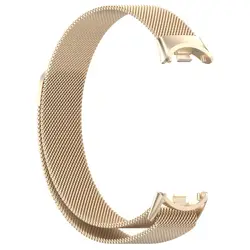 Enhanced Stainless Steel Milanese Loop Magnetic Bracelet Wristband for Xiao Mi Band 9 (Champagne)