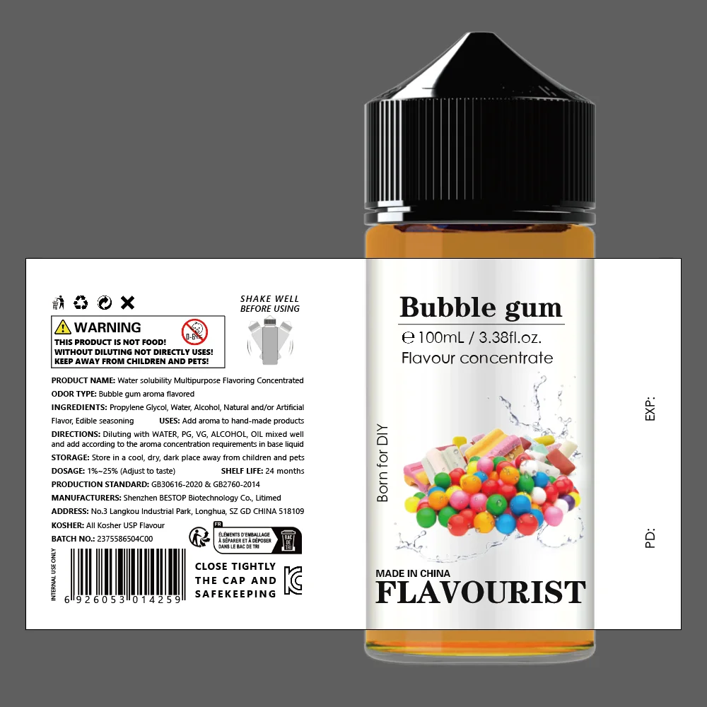 Bubble Gum Flavoring Water Solubility Concentrate