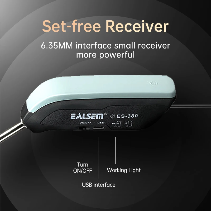 EALSEM 2 Channel Wireless Microphone UHF Dual Handheld Dynamic Karaoke Mic System 60m for Stage Church Party School PA Speaker