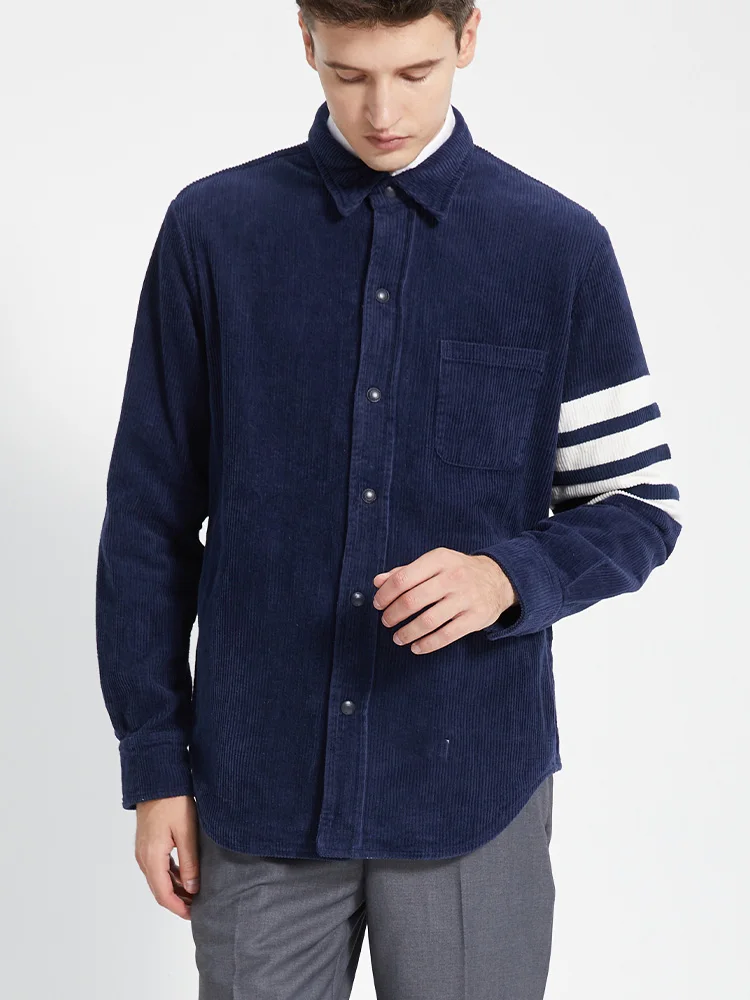 

TB THOM Jackets Men Suit Spring Autunm Fashion Men's Clothing High Quality Striped 4-Bar Corduroy Casual Shirts