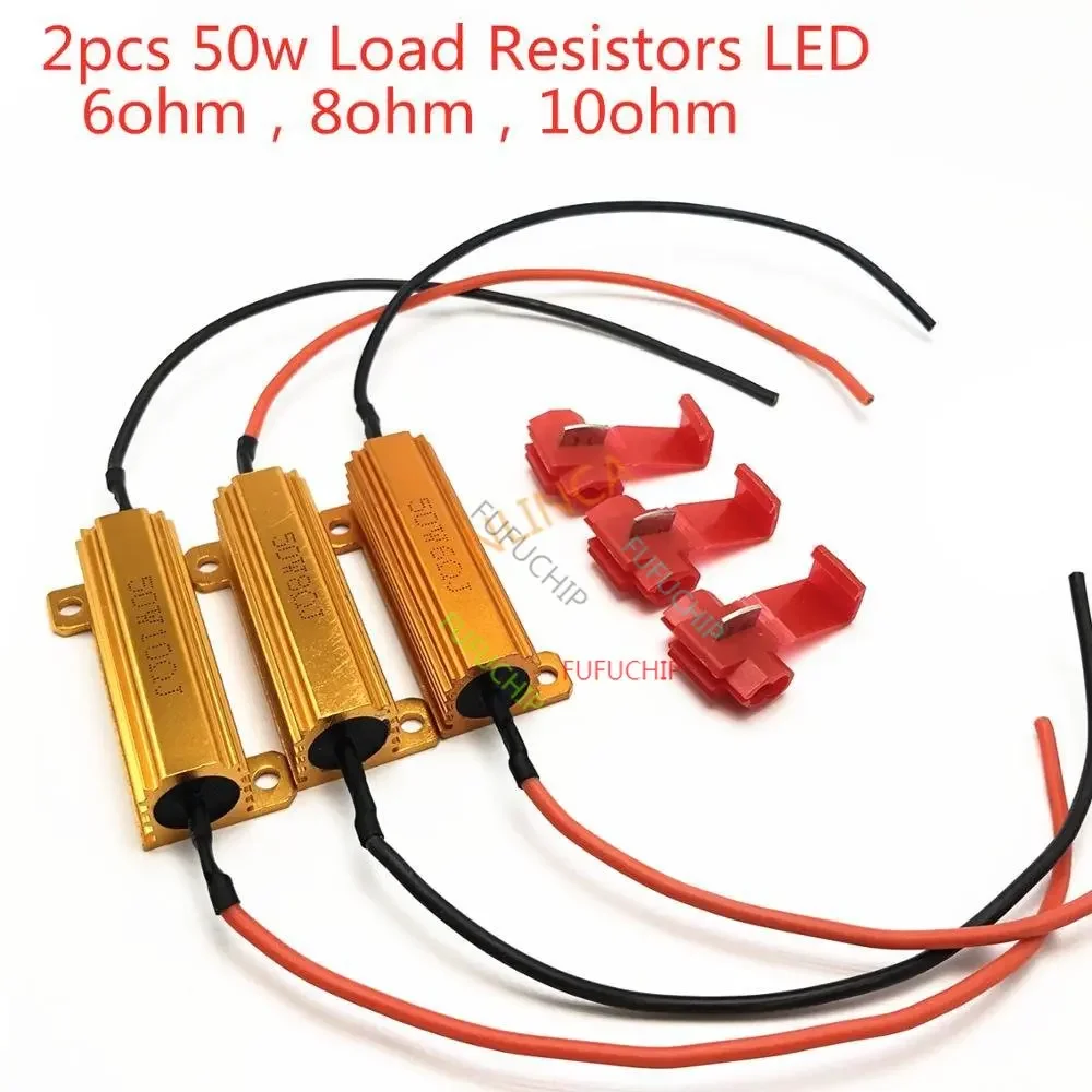 

2pcs 25W 50w 6ohm 8ohm 10ohm Load Resistors LED Flash Rate Turn Signals Light Indicator Controllers Brake Running Motorcycle