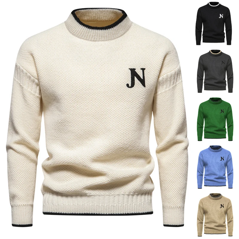 

2024 New Men's Autumn and Winter New Warm Quality Sweater Knitted Bottom Letter Twisted Flower Pullover Versatile Man Clothes