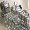 Shower Suction Cup Shelf Basket Light Glacier Pattern One Second Installation bathroom Organizer Storage Rotating to Suck Remove 4