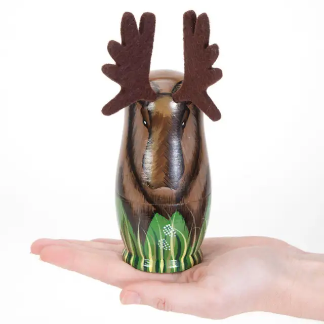 5Pcs/Set Wooden Whale Penguin Animal Matryoshka Nesting Dolls Figurines Kids Toy 2