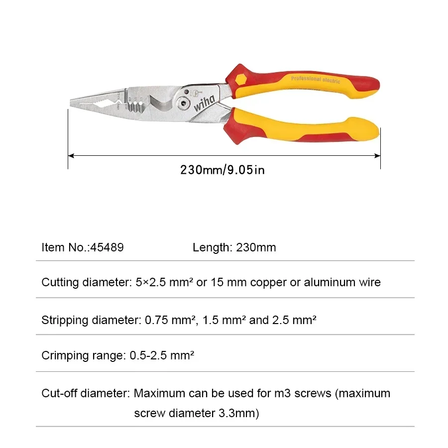 Insulated Pliers 8 in 1 Insulated Pliers 1000V VDE Snip Nose Wire Stripping plier Multifunctional Electrician hand Tool 45489