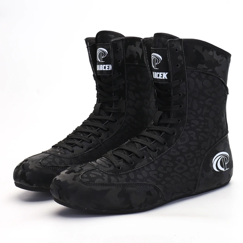 Martial Arts Shoes Wrestling Boots High Tube Boxing Shoes Adult Kid Size 27-45 Luxury Breathable Wrestling Sneakers SAMBO Squat Gym Fitness