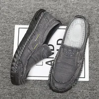 Spring Fashion Low Top Washed Fabric Casual Men's Shoes Breathable Soft Sole Fabric Men's Driving Shoes 2