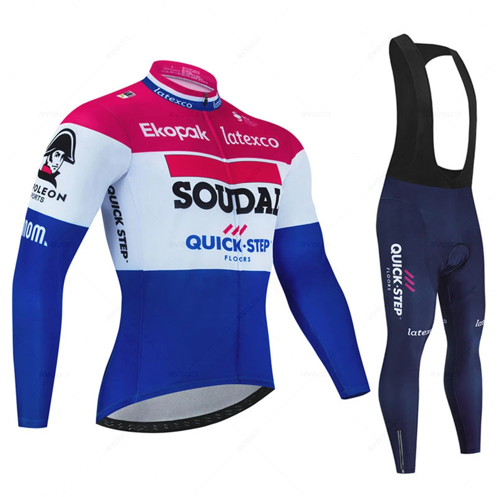 Soudal クイックステップ新作春/秋長袖サイクリングジャージ