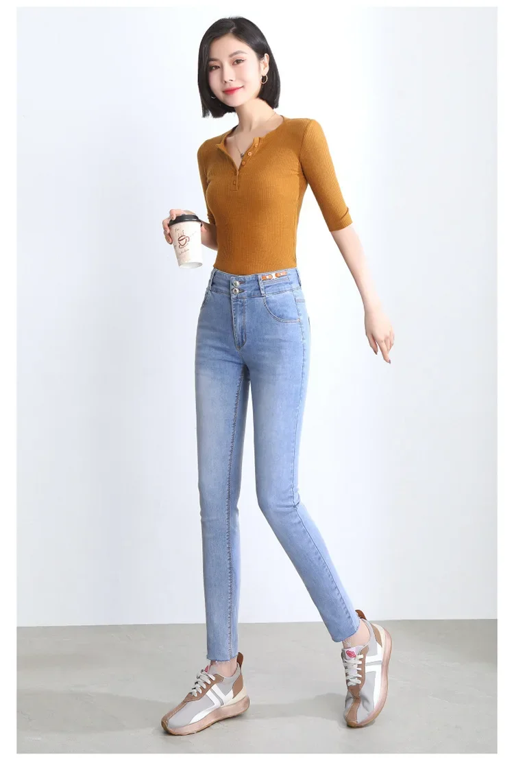 

Женские узкие джинсы-карандаш с высокой талией, лето 2022