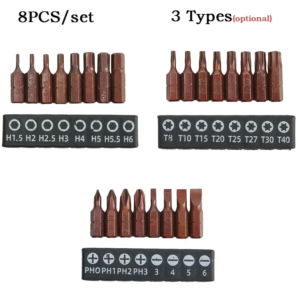 Screwdriver Set Magnetic Screwdriver Bits Hex Sockets Set Magnetic Screwdriver Set Precision Screwdriver Set Magnetic Screwdriver Bit Set 8Pcs PH/Torx Star Screwdriver Bits 25mm Hex Shank Security Magnetic Driver Bit Electric Screwdriver Bit Tool Set