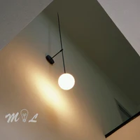 Post Modern Wall Light Fixtures Minimalist Sconces Long Metal Pipe Wall+lamps for Living Room Bathroom Light Led Glass Ball Deco 1