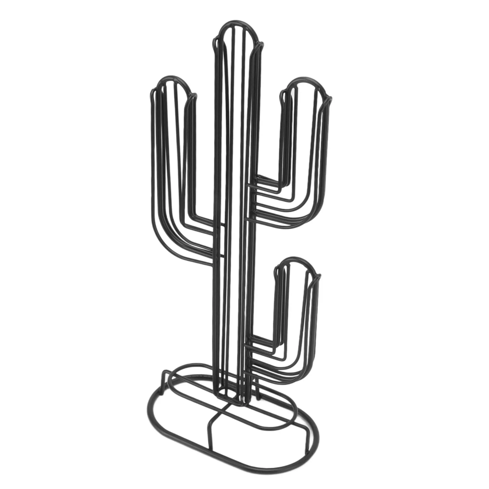 Coffee Capsule Stand Black Compact Cactus Shaped Coffee Pod Stand for Family Member for Kitchen