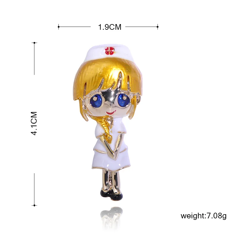 Funmor Carton Nurse Brooch Enamel Pins Alloy Jewelry Women Girls Dress Coat Shirt Decoration Corsage Daily Work Accessories Gift