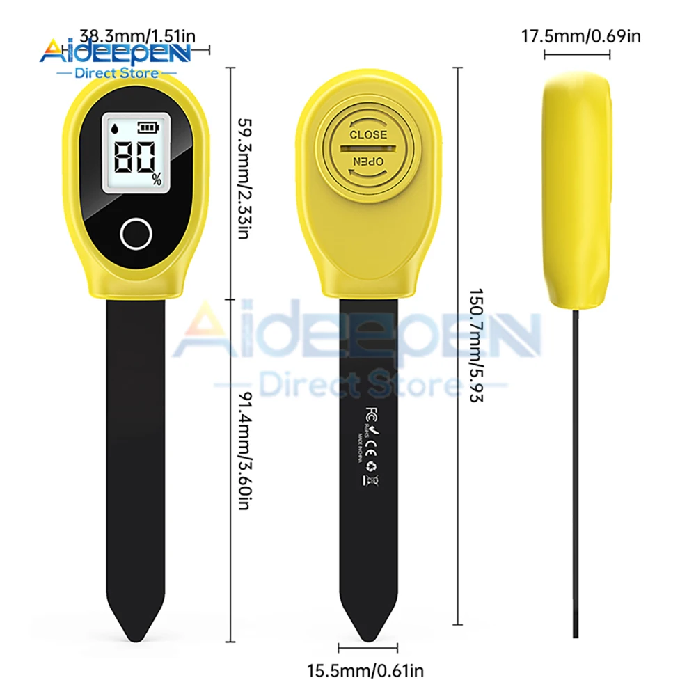 Portable Soil Moisture Sensor Monitor Plants Flower Soil Hygrometer Plant Detector Garden Care Planting Humidity Meter
