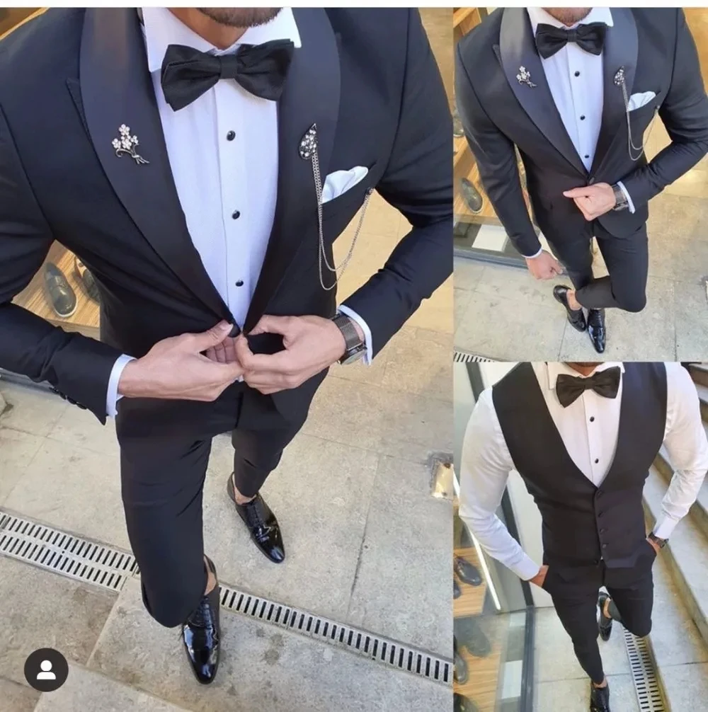 Costume Homme Men Suits Wedding Tuxedos for Groom Slim Fit Blazer Terno Masculino 3 Pieces Jacket Pant Vest