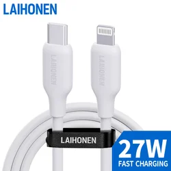 Vibrant Pink Silicone USB - C to Lightning Cable with 27W PD Fast Charging - 3m (1PC White)