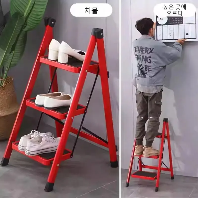 Folding Ladder Household Thickened Ladder Stool Flower Rack Ladder Pedal Indoor Ladder Portable and Multi-purpose folding ladder chair folding step stool telescoping ladder