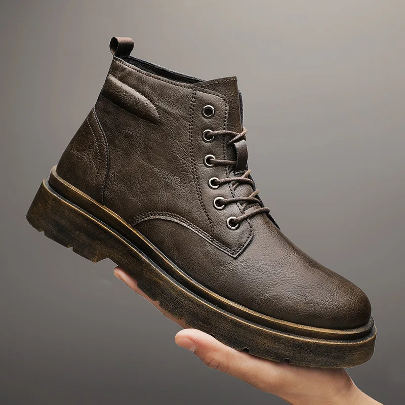 

Ботинки мужские на шнуровке, мягкие кроссовки, винтажная рабочая обувь, для активного отдыха и походов