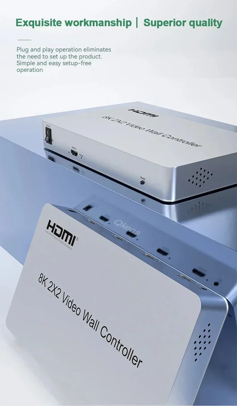 8K 2x2 비디오 월 컨트롤러 4 TV 스플라이서 멀티 스크린 접합 HDMI 비디오 월 프로세서 (미디어 플레이어 프로젝터 광고용)