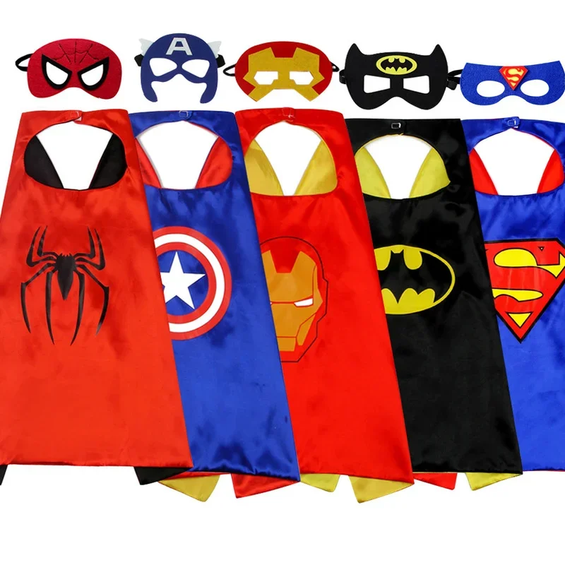 1 Set Supereroe Spiderman Toys Set Halloween Cartoon Character Party Cosplay Costume Mask Ironman Batman Halk Mantello Giocattolo Per Bambini