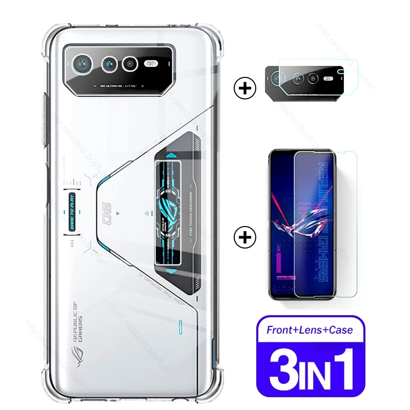 1 To3 Custodia Morbida + Vetro Temperato Per Fotocamera Per Asus Rog Phone6 Phone 6 Pro Rogphone 6Pro Rogphone6 5G 6.78 "Pellicola Proteggi Schermo