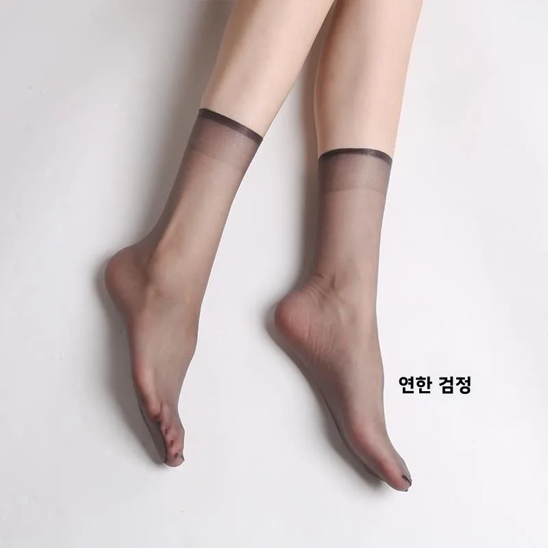초박형 여름 실크 스타킹 여성용 짧은 투명 중간 종아리 발가락 오픈 양말 510켤레 신발 비드포인트 야외 스포츠