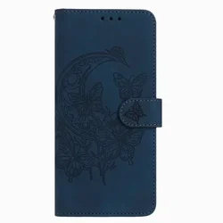 Charming Moon Butterfly Phone Case & Lady Wallet Cover - OPPO A36 (Dark Blue PM)