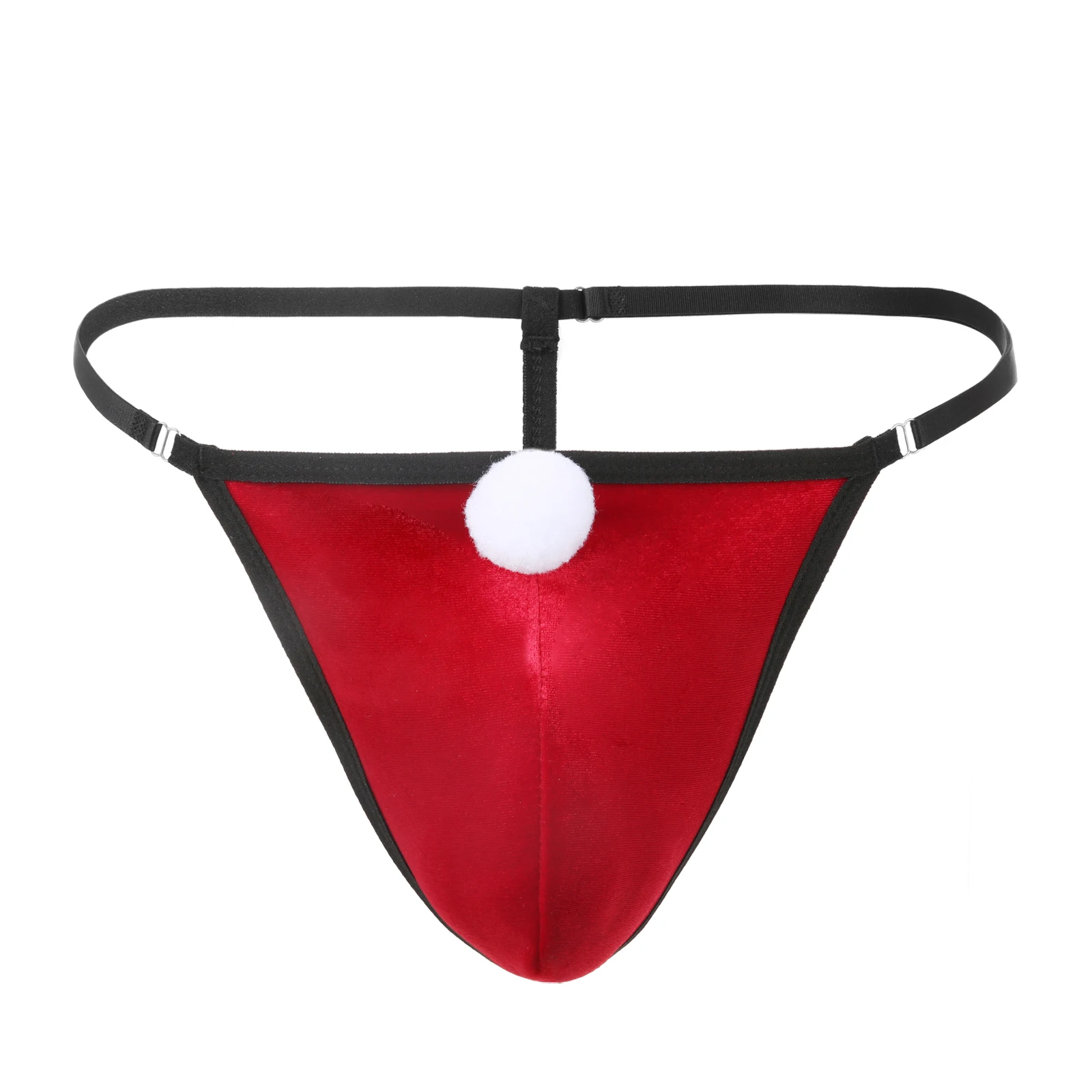 Men Underwear Sexy Erotic Panties Christmas Thong Man Bulge Pouch G String Snow Ball Bow Lingerie Red Underpants Festival Gift