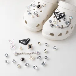 Shoe Charms for Crocs DIY Camellia Pearl Diamond Chain Decoration Buckle for Croc Shoe Charm Accessories Kids Party Girls Gift
