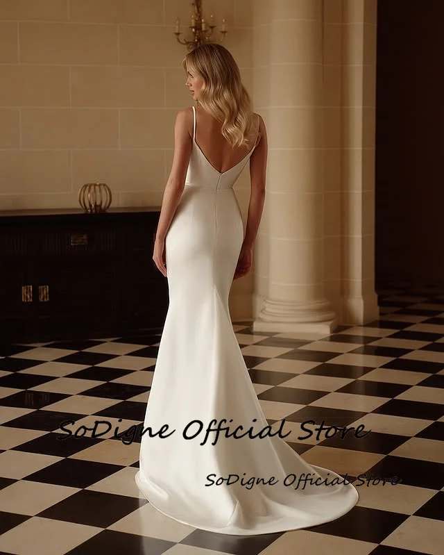SoDigne Mermaid Satin Wedding Dresses Sweetheart Sleeveless with Shawl Bridal Dress Wedding Gown Robe De Mairee Customized 17 S83338a7a604d4ad790fa5765b05ee8072