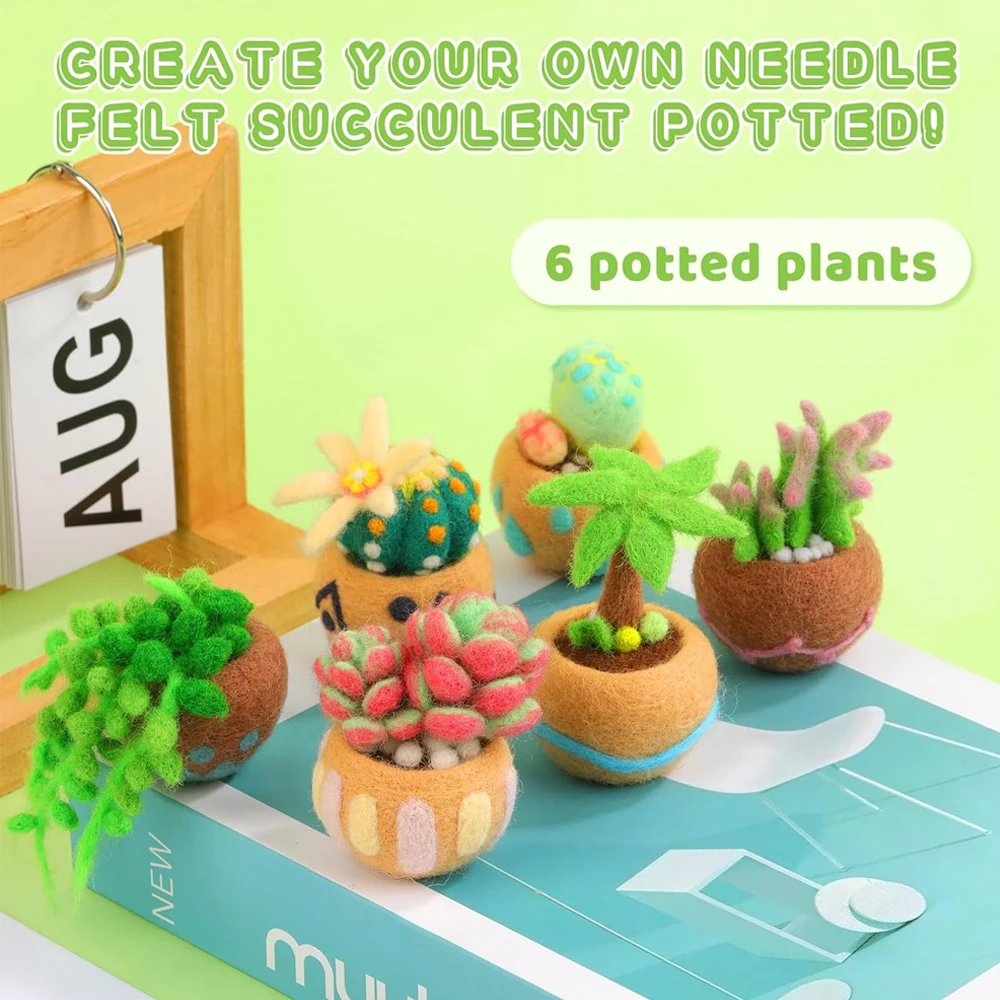 1Set Wool Felt Material Kit Non-finished Handmade DIY Tool Succulent Plants Potted for Festival Gift Home Decoration wool felting kit