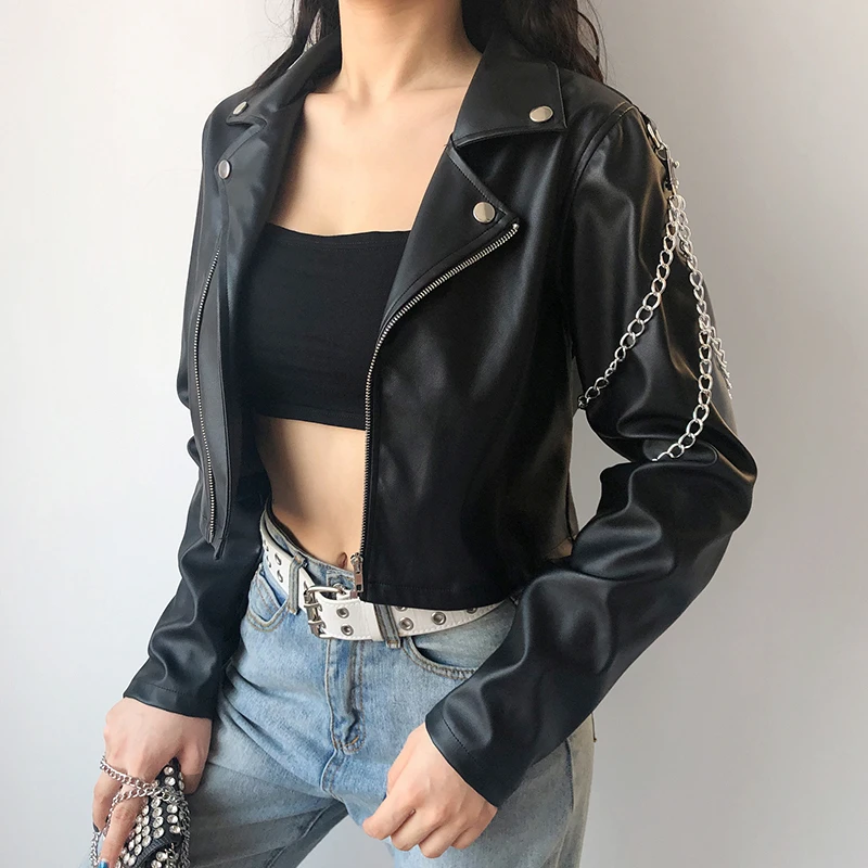 まぁ.♡さん専用★新品未使用★Faux leather crop jacket Faux Leather Jacket Women Cropped Faux Leather Textured