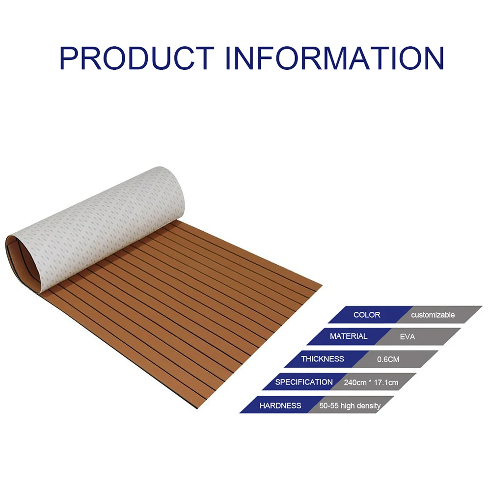 EVA Imitation Wood Floor Pad, Boat Mat, Flooring Fit for Yacht, Self-Adhesive Flooring, Faux Boat Decking, Teak Decking Sheet