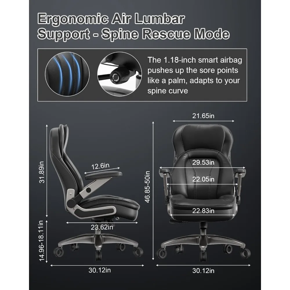Executive Office Chair with Adjustable 5D Arms, 600lbs Big and Tall Office Chair 2