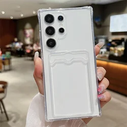 Clear Shockproof Card Holder Phone Case - Silicone Soft TPU Back Cover for S20FE (Clear)
