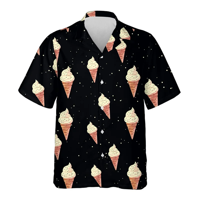 thumbnail image 1 of Camisa hawaiana con estampado de helados de frutas para hombre, blusas con estampado 3D, camisas hawaianas casuales de manga corta para vacaciones unisex, 1 of 5