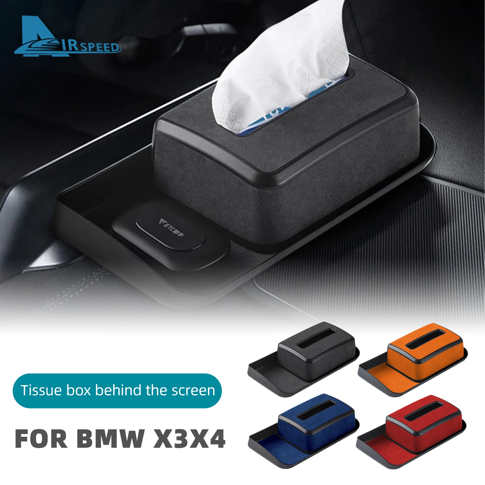 

Flannel For BMW X3 G01 X4 G02 Behind Screen Storage Tray Hidden Tissue Box Central Control Sunglasses Super Suede Accessories