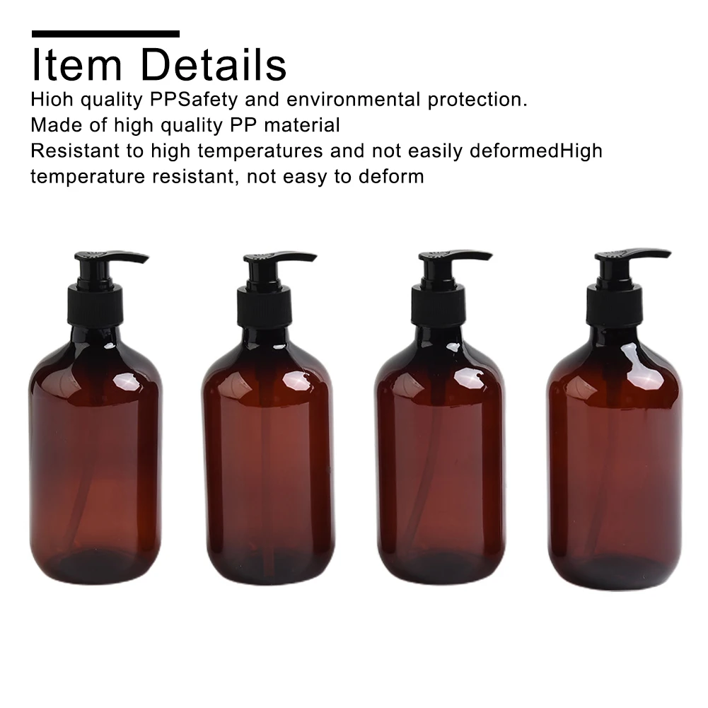 Soap Dispenser 4PCS 500ml Bathroom Reusable Hand Pump Dispenser Bottle Shower Gel Shampoo Refillable