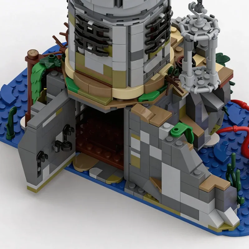 966개 맞춤형 MOC 중세 성 감옥 타워 모델 빌딩 DIY 블록 브릭 조립 장난감 어린이를 위한 인기 휴일 선물