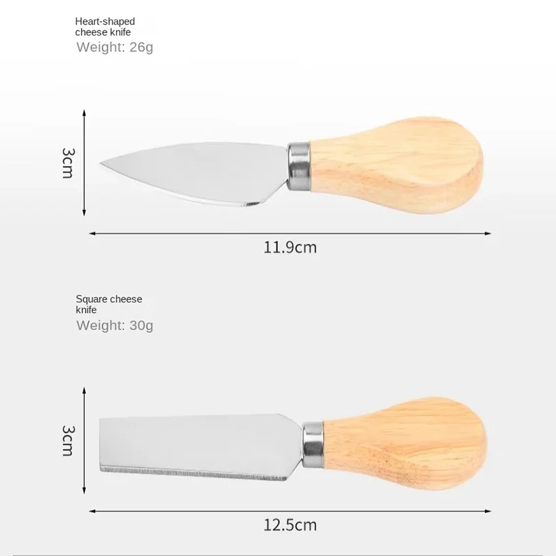 4pcs/set Wood Handle Sets Bard Set Oak Bamboo Cheese Cutter Knife Slicer Kit Kitchen Cheedse Cutter Useful Cooking Tools cheese knives set