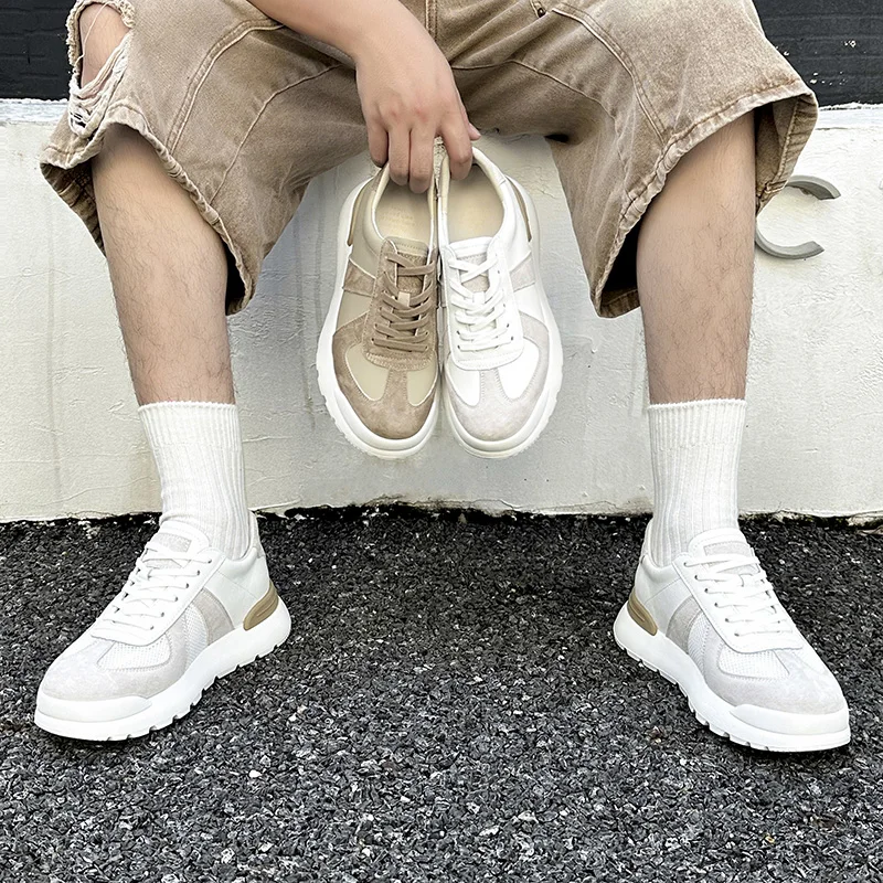 Baskets décontractées homme en cuir véritable pour extérieur_voghion.com