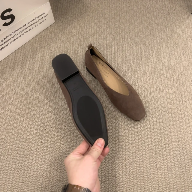 36-42 Over size sexy coffee pointed toe flats ballet shoes women european slip on single loafers brand velvet ballerina zapatos 3