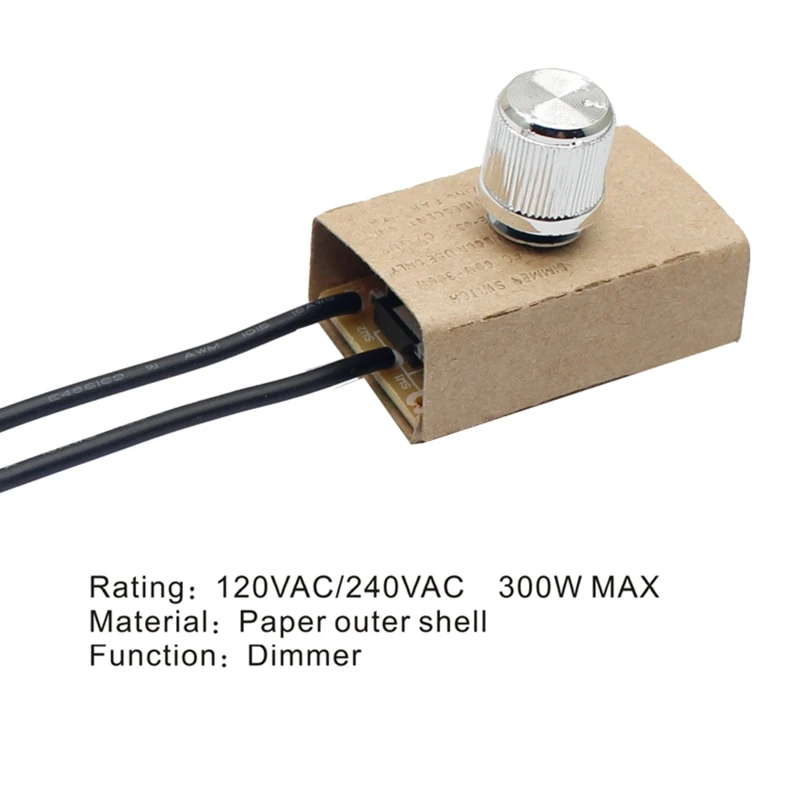 

120V/240VAC 300W Stepless Dimming Knob Rotary On/Off Universal