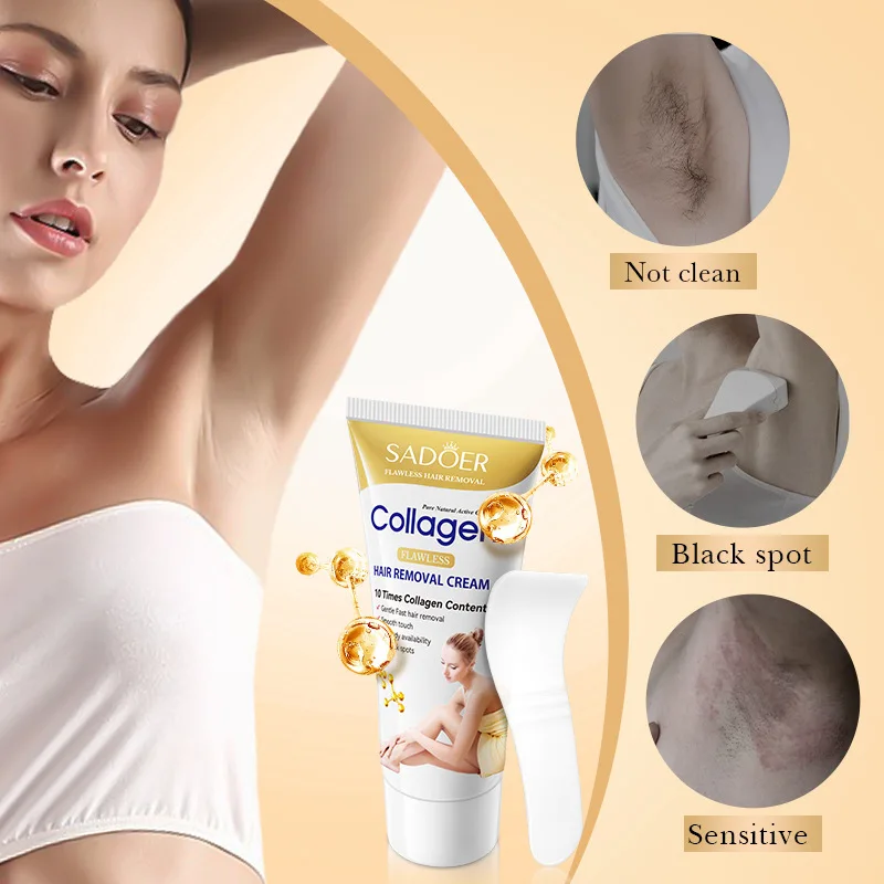 SADOER Collagen Ossein Hair Removal Cream Non Irritating Quick Whole Body Axillary Armpit Arm Leg Privates Hair Remover Creams