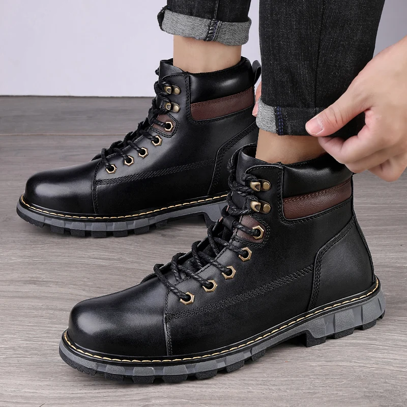 

men boots lace up Sneakers with fur warm Men winter Boots Botines Casual Botas Zapatos De Hombre Tenis Masculino men ankle Boots