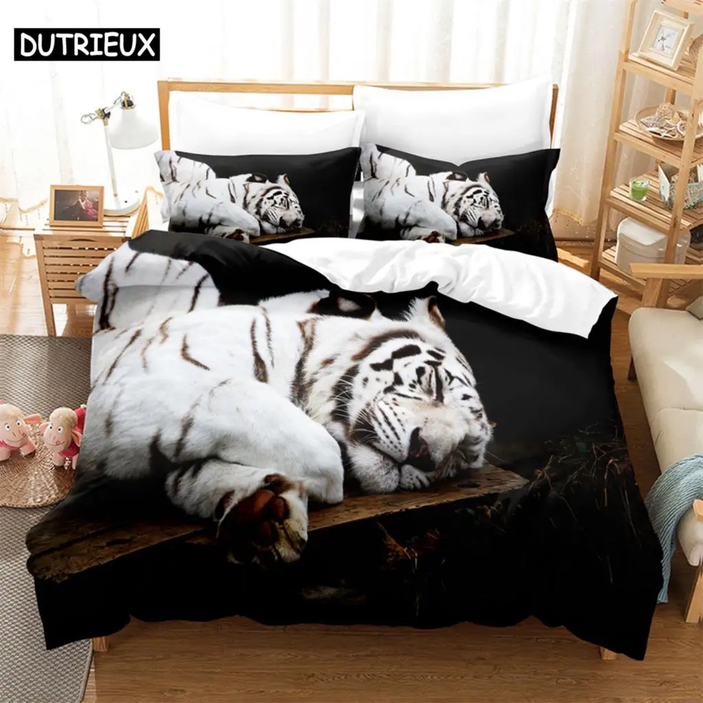 

Tiger 3D Digital Bedding Set,Duvet Cover + Pillowcase,Popular Style 2/3 pcs.(No padding No sheet) queen bedding set